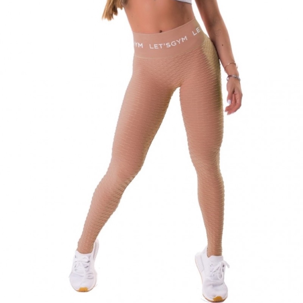 Brazilian Designer Leggings Seamless Honeycomb - BEIGE